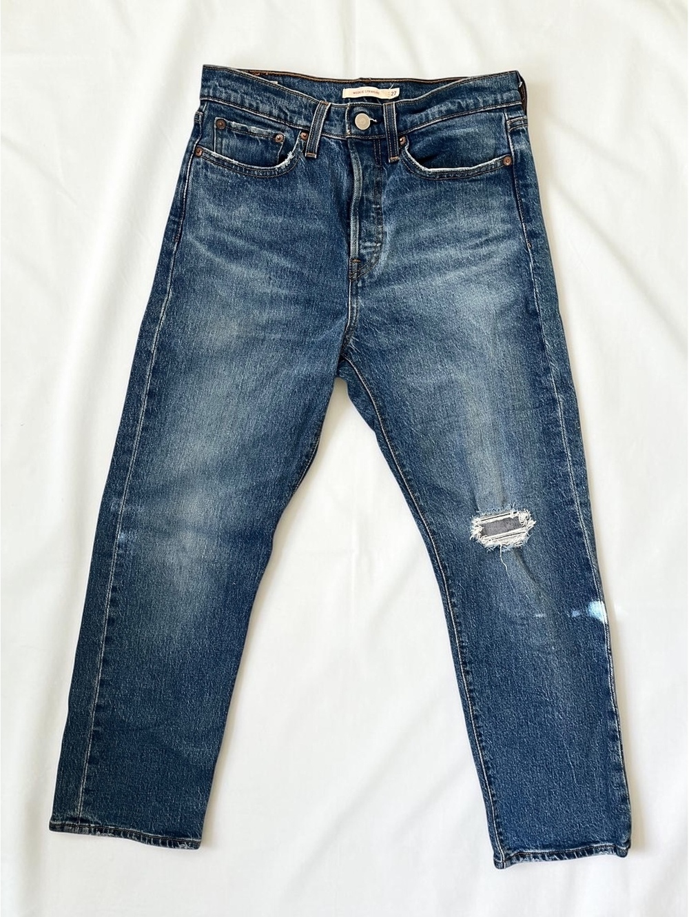 Levi’s Wedgie Straight Jeans 27 Women’s High Rise Cropped Medium Wash Blue